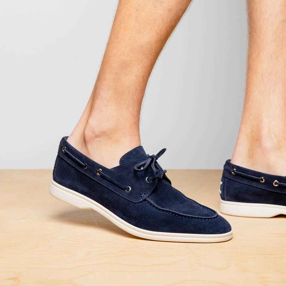 TEEK - 16-675-NVY VENICE Italian Sueded Goatskin Boat Shoes, Navy SHOES TEEK ZI