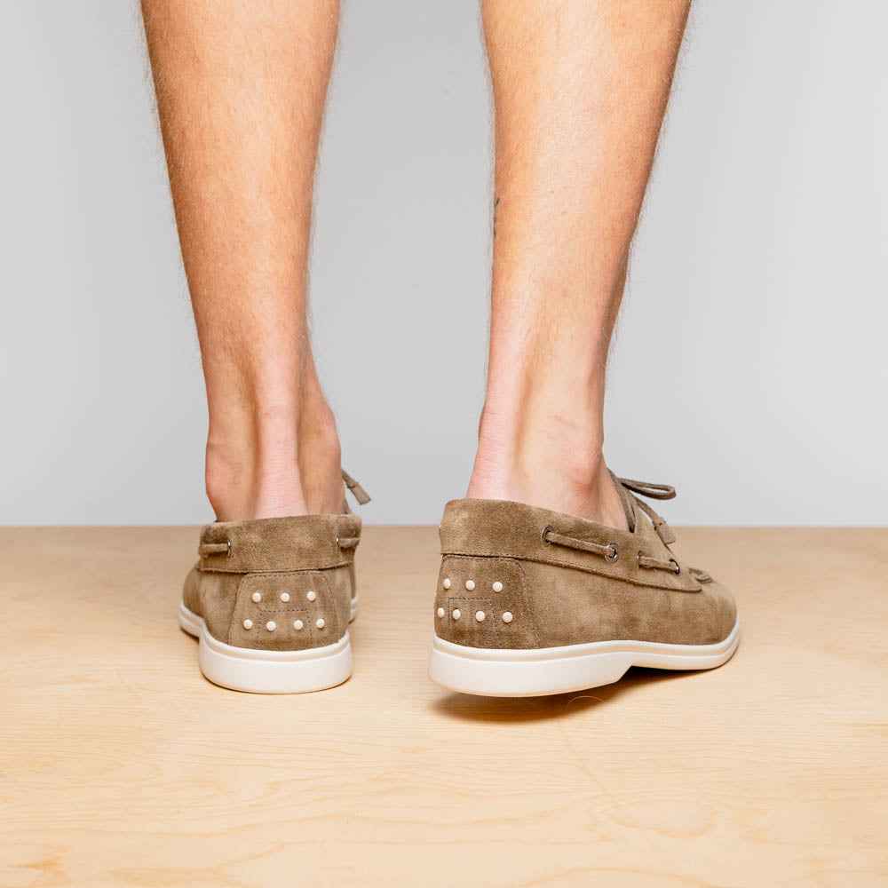 TREK - 16-675-TPE VENICE Italian Sueded Goatskin Boat Shoes, Taupe SHOES TEEK ZI