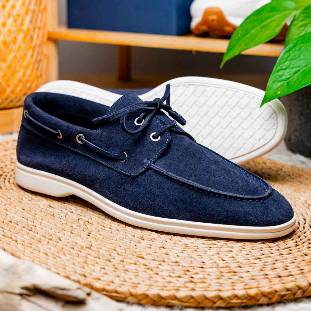 TEEK - 16-675-NVY VENICE Italian Sueded Goatskin Boat Shoes, Navy SHOES TEEK ZI