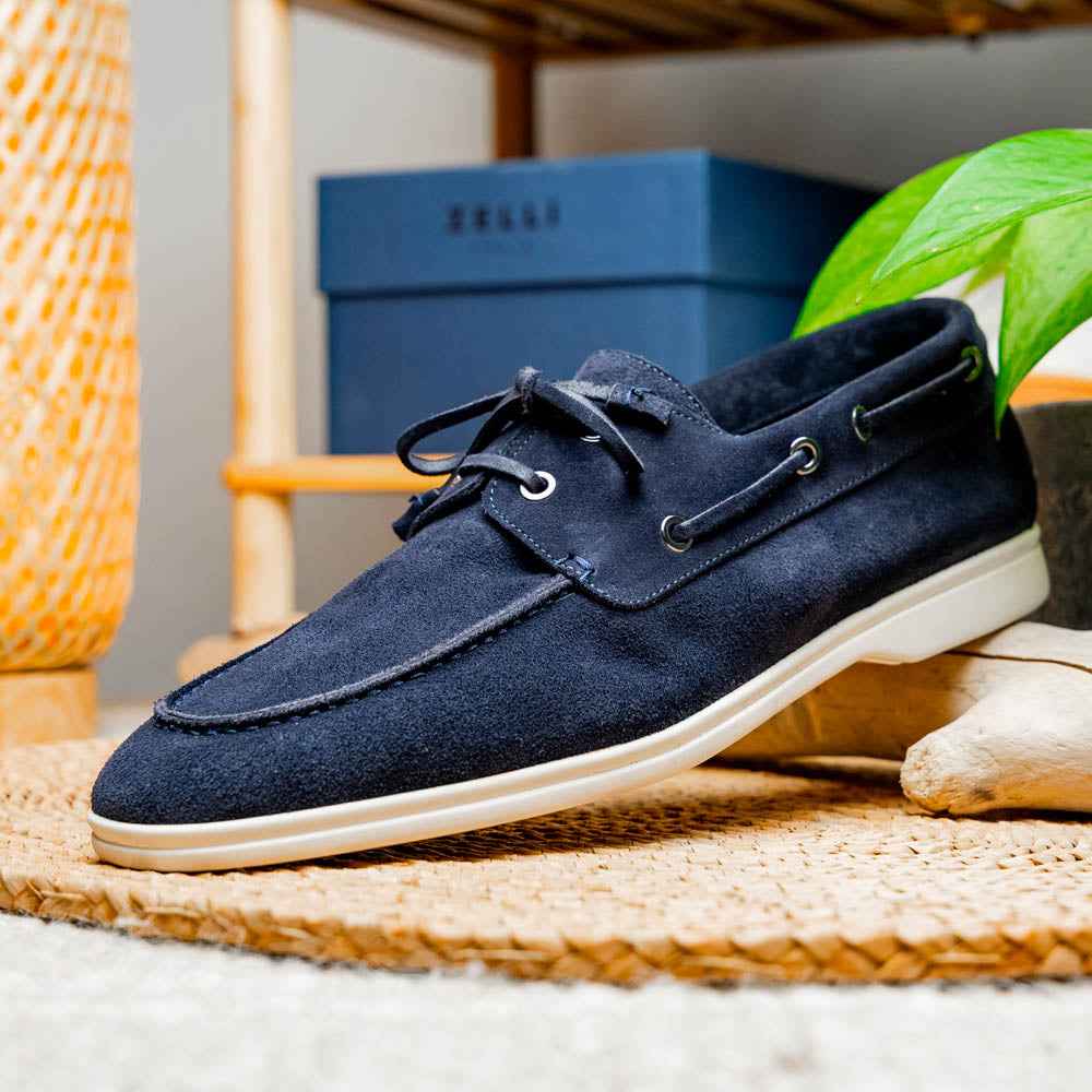 TEEK - 16-675-NVY VENICE Italian Sueded Goatskin Boat Shoes, Navy SHOES TEEK ZI