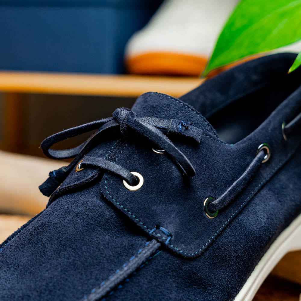 TEEK - 16-675-NVY VENICE Italian Sueded Goatskin Boat Shoes, Navy SHOES TEEK ZI