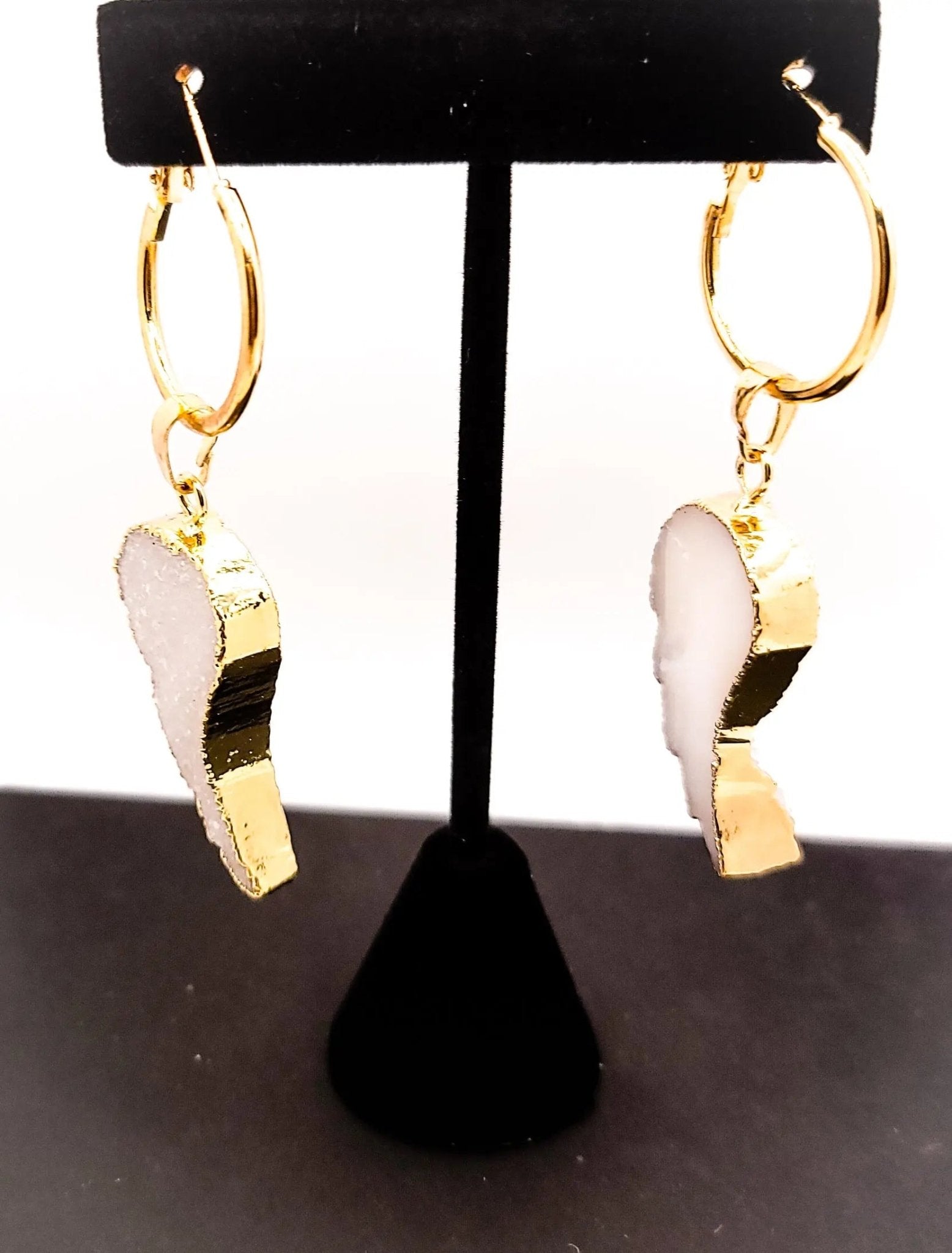 TEEK - White Druzy Quartz Earrings | Angel Wings JEWELRY TEEK LSC