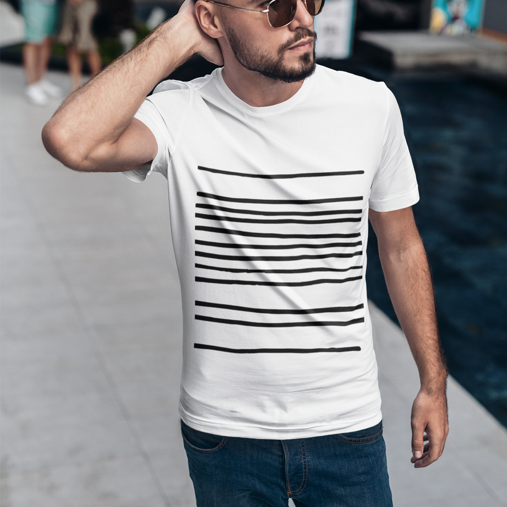 TEEK - Mens T-Shirt with Horizontal Lines TOPS Onetify