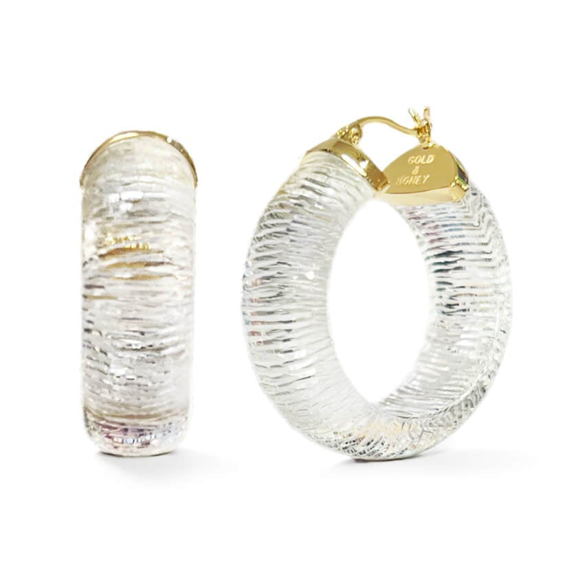 TEEK - Clear Diamond Cut Wide Lucite Hoop Earrings JEWELRY TEEK GNH