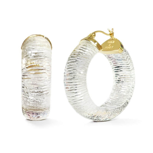 TEEK - Clear Diamond Cut Wide Lucite Hoop Earrings JEWELRY TEEK GNH