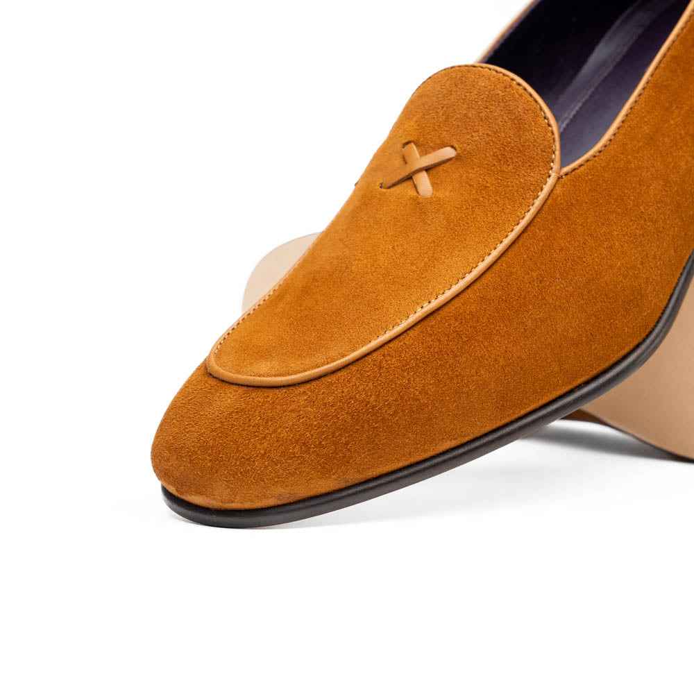 TEEK - 16-681-CGN X Italian Sueded Goatskin Loafer, Cognac SHOES TEEK ZI