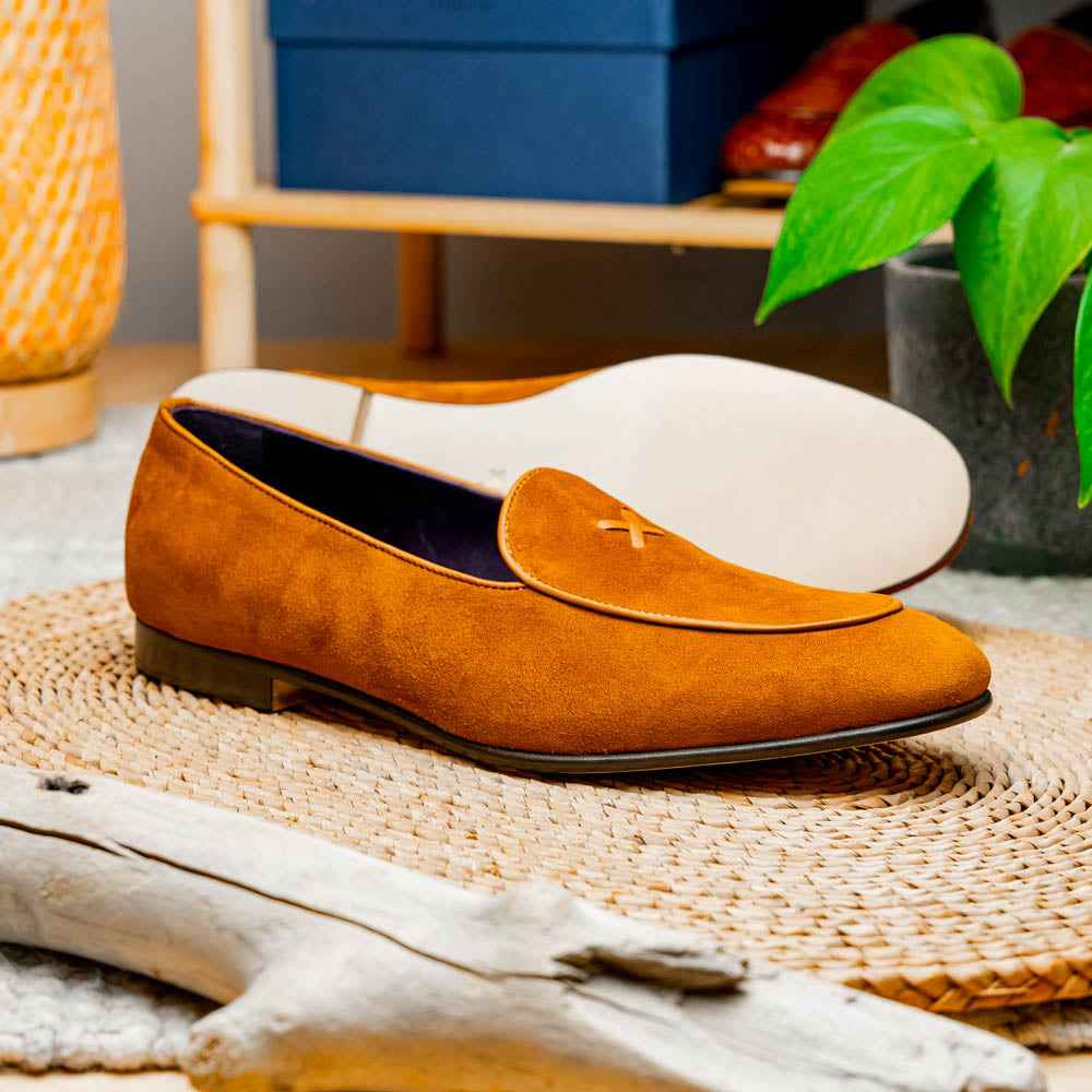 TEEK - 16-681-CGN X Italian Sueded Goatskin Loafer, Cognac SHOES TEEK ZI