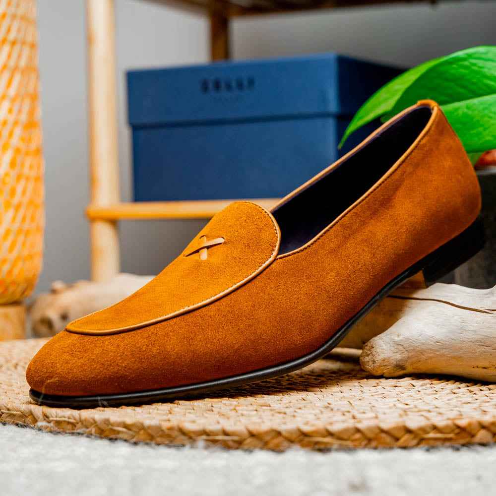 TEEK - 16-681-CGN X Italian Sueded Goatskin Loafer, Cognac SHOES TEEK ZI