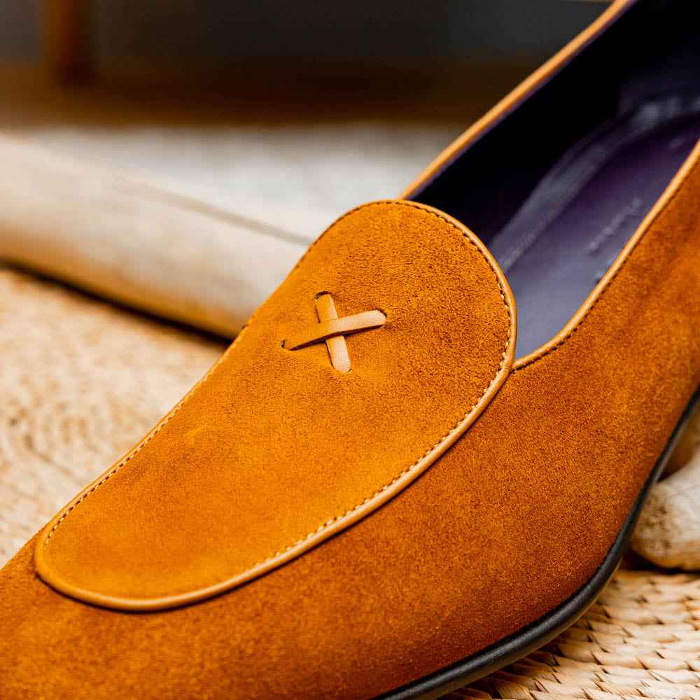 TEEK - 16-681-CGN X Italian Sueded Goatskin Loafer, Cognac SHOES TEEK ZI