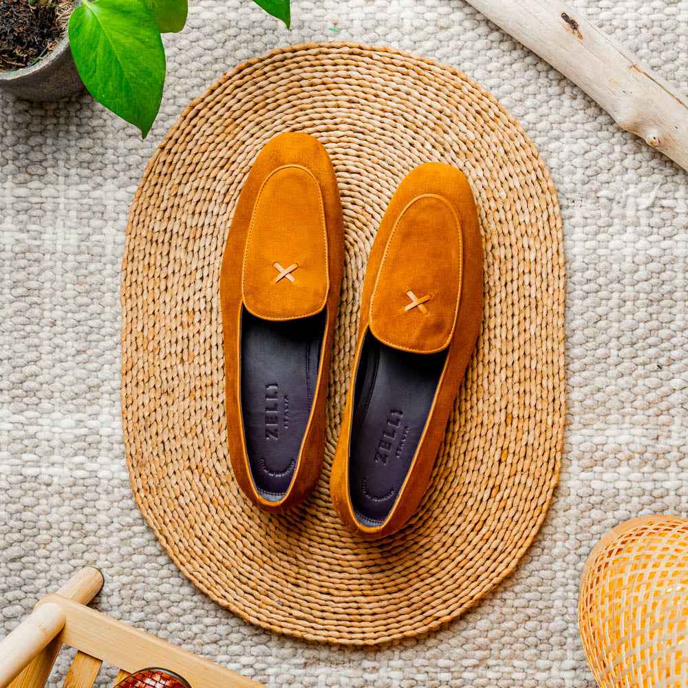 TEEK - 16-681-CGN X Italian Sueded Goatskin Loafer, Cognac SHOES TEEK ZI