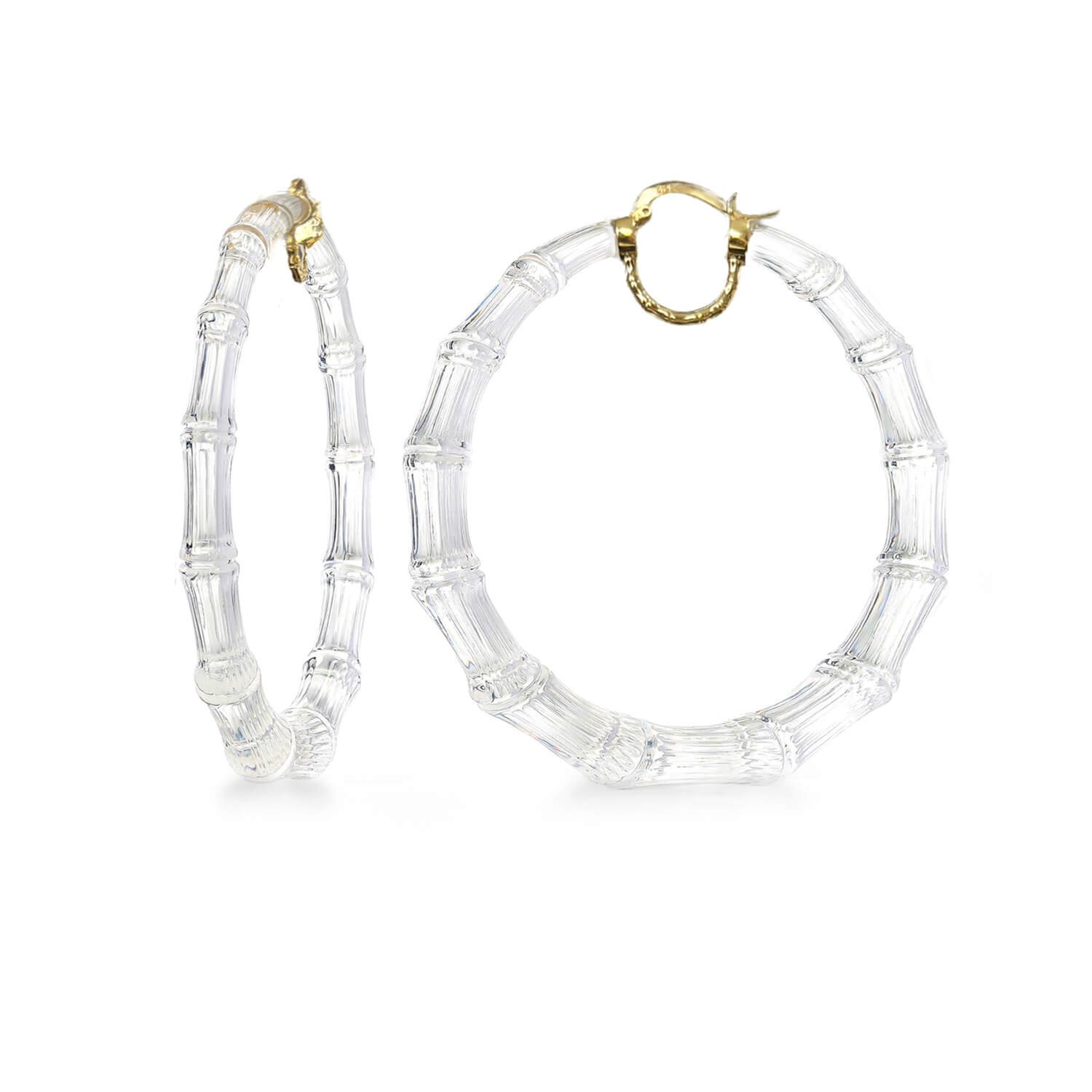 TEEK - XL Clear Lucite Bamboo Hoop Earrings JEWELRY TEEK GNH