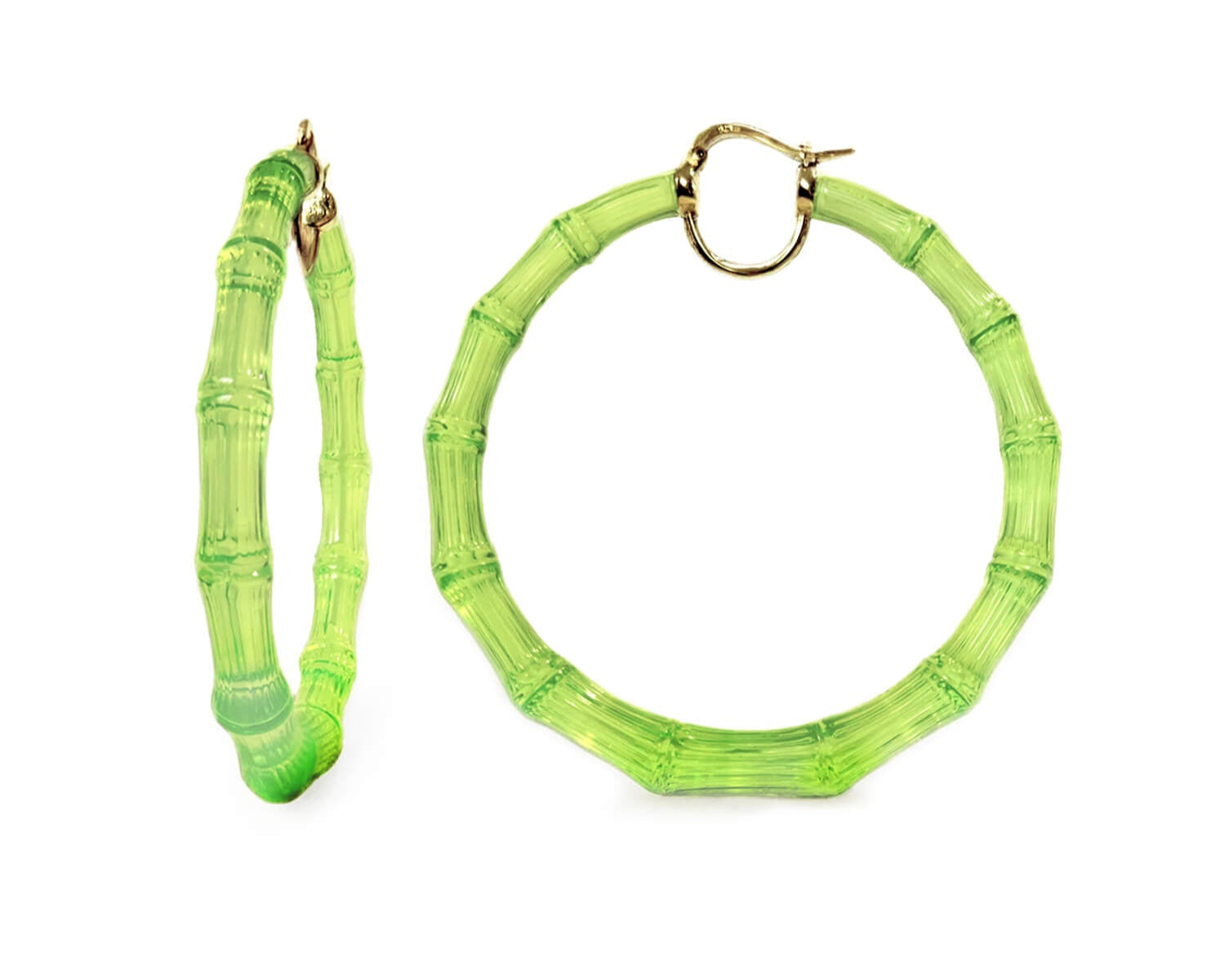 TEEK - XL Lime Green Lucite Bamboo Hoop Earrings JEWELRY TEEK GNH