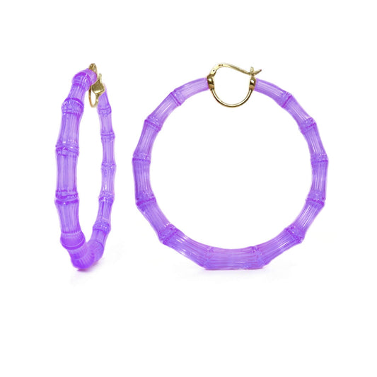 TEEK - XL Purple Grape Lucite Bamboo Hoop Earrings JEWELRY TEEK GNH