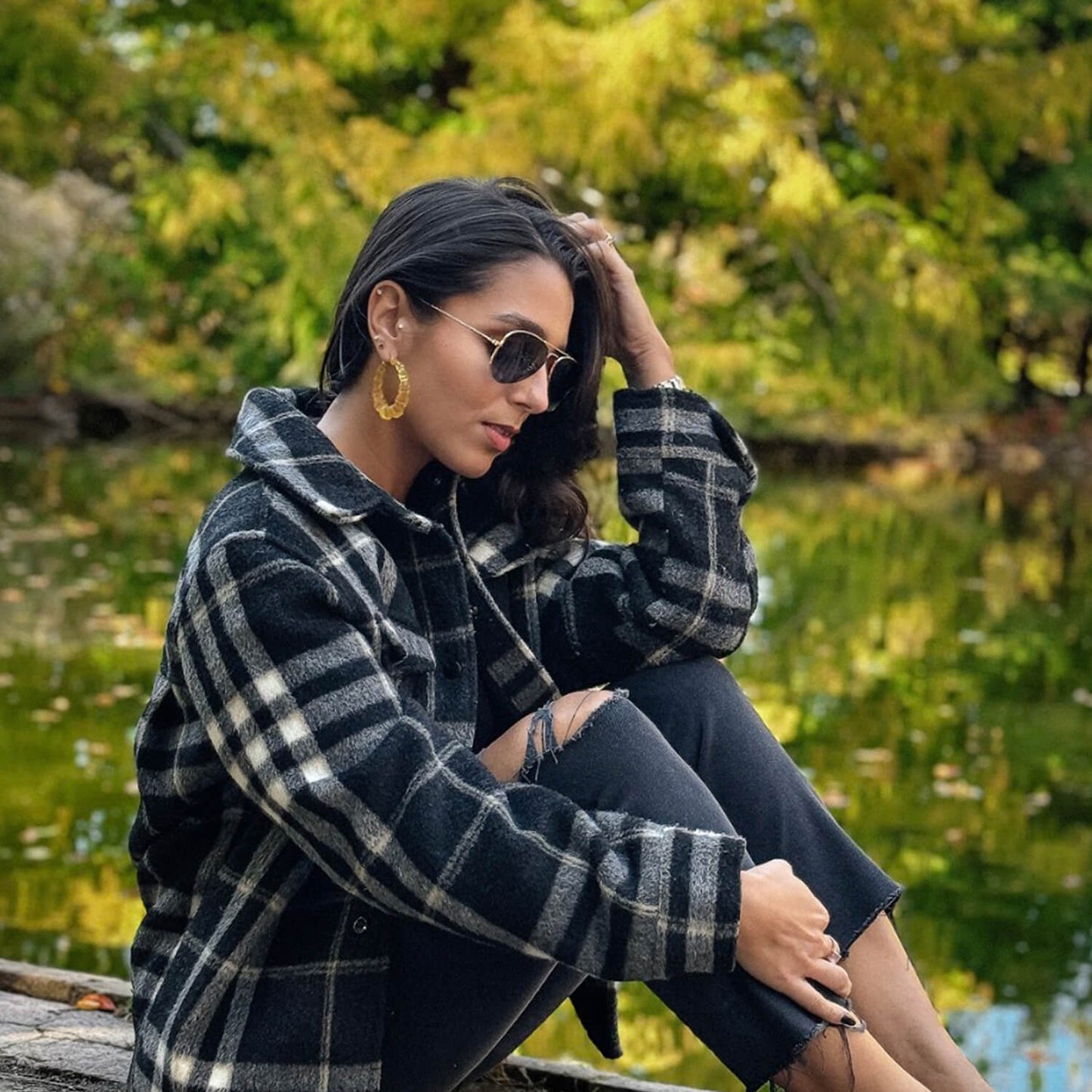 TEEK - Lemon Yellow Lucite Bamboo Hoop Earrings JEWELRY TEEK GNH