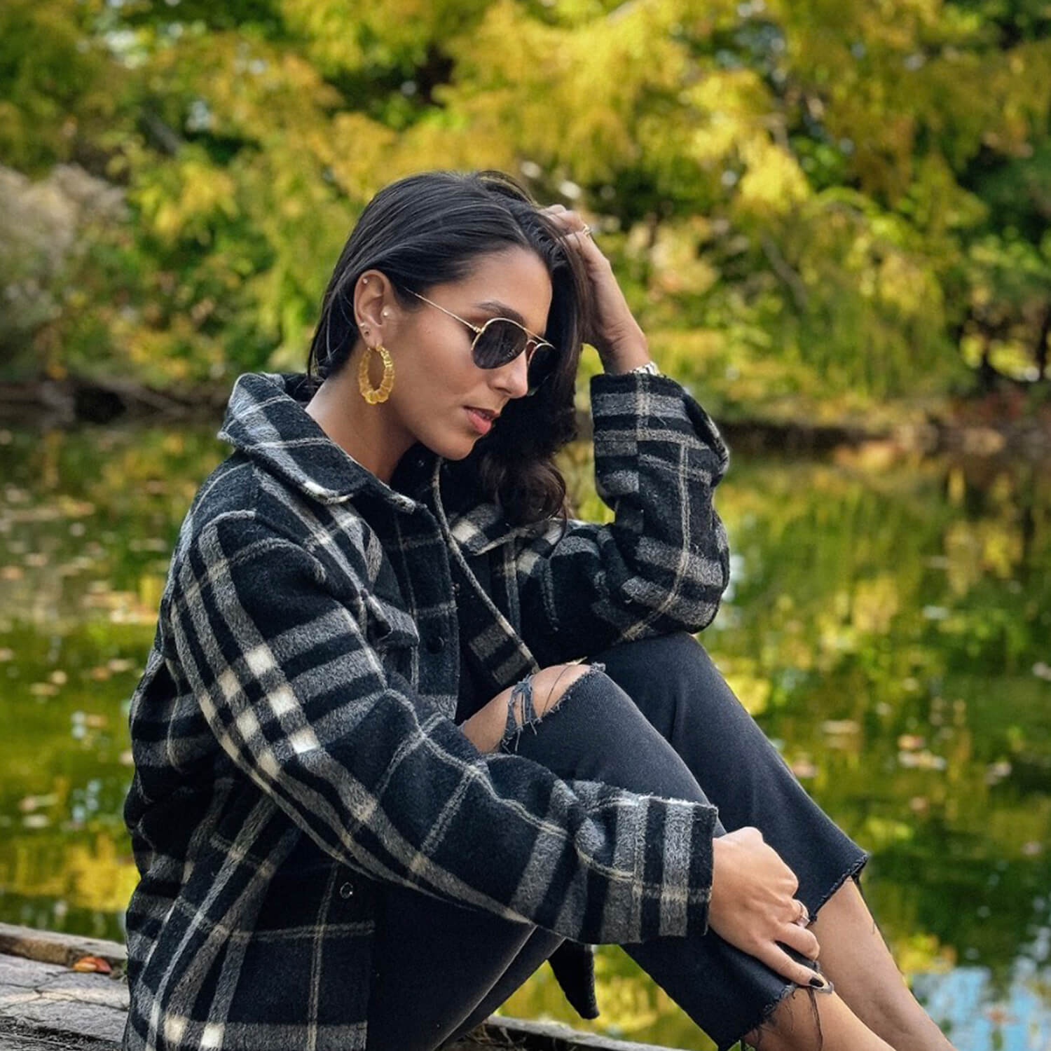 TEEK - Lemon Yellow Lucite Bamboo Hoop Earrings JEWELRY TEEK GNH