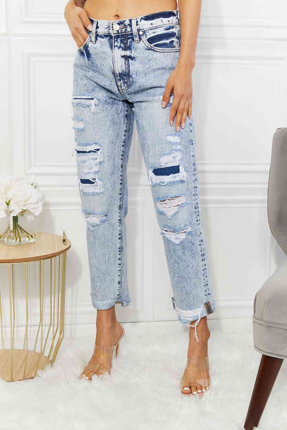 TEEK - K. Kendra High Rise Distressed Straight Jeans JEANS TEEK Trend 1(25)  
