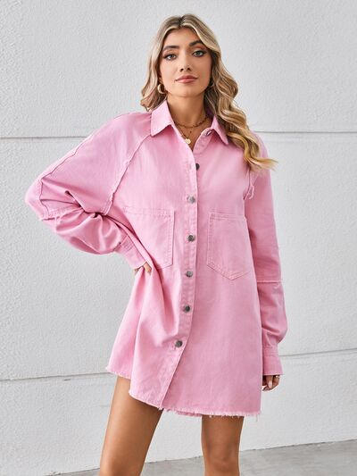 TEEK - Raw Hem Denim Dress DRESS TEEK Trend Carnation Pink S 