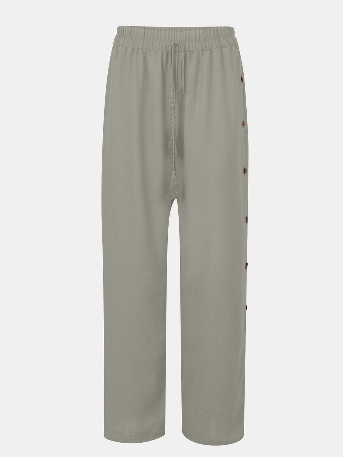 TEEK - Full Size Tassel Wide Leg Pants PANTS TEEK Trend Light Gray S 