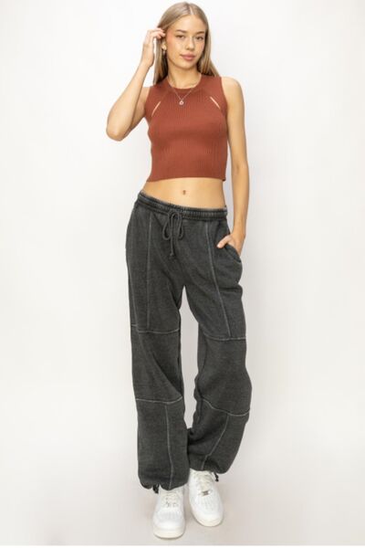 TEEK - Black Stitched Drawstring Sweatpants PANTS TEEK Trend S  