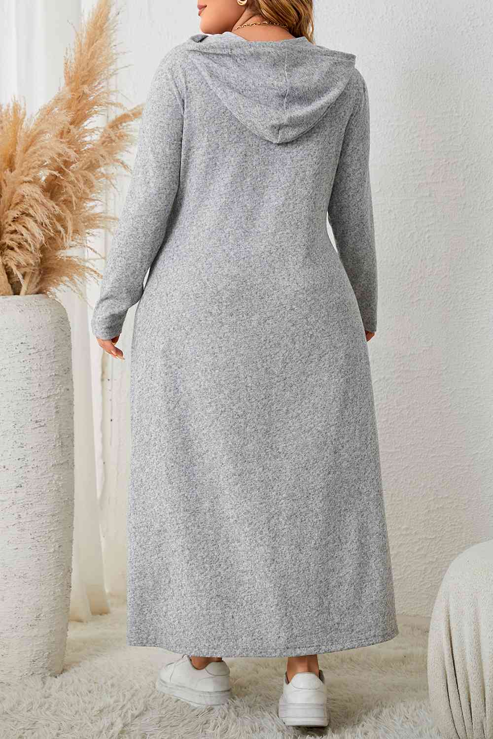 TEEK - Heather Grey Plus Size Long Sleeve Hooded Dress DRESS TEEK Trend   