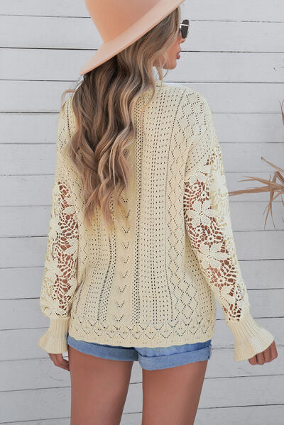 TEEK - Lace Lantern Sleeve Dropped Shoulder Sweater SWEATER TEEK Trend   