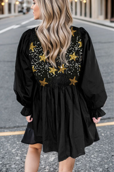 TEEK - Star Sequin Black Mini Dress DRESS TEEK Trend   