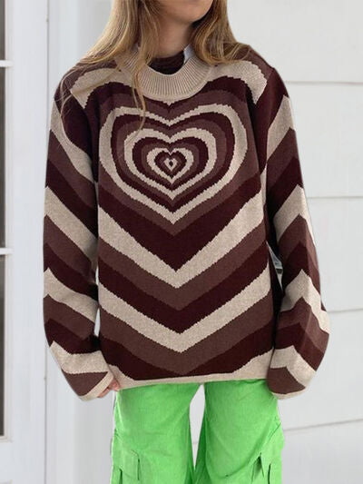 TEEK - Heart Mock Neck Sweater SWEATER TEEK Trend Chestnut S 