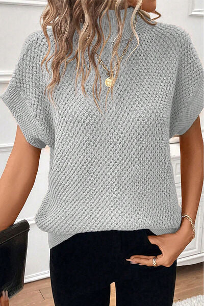 TEEK - Turtleneck Short Sleeve Sweater TOPS TEEK Trend Heather Gray S 