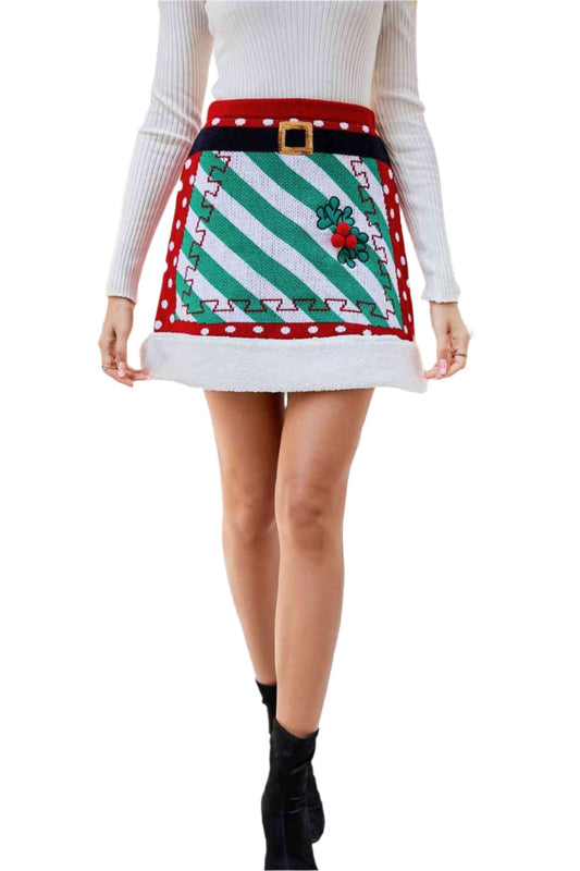 TEEK - Ms. Christmas Trim Knit Skirt SKIRT TEEK Trend S  