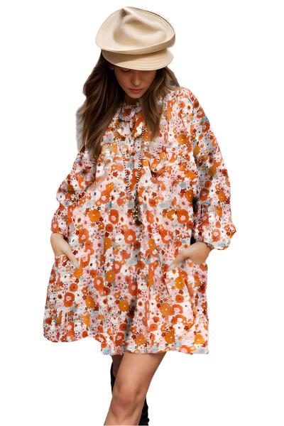 TEEK - Floral Balloon Sleeve Dress DRESS TEEK Trend S  