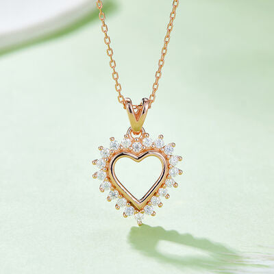 TEEK - Bejeweled Frame 925 Heart Pendant Necklace JEWELRY TEEK Trend Rose Gold  