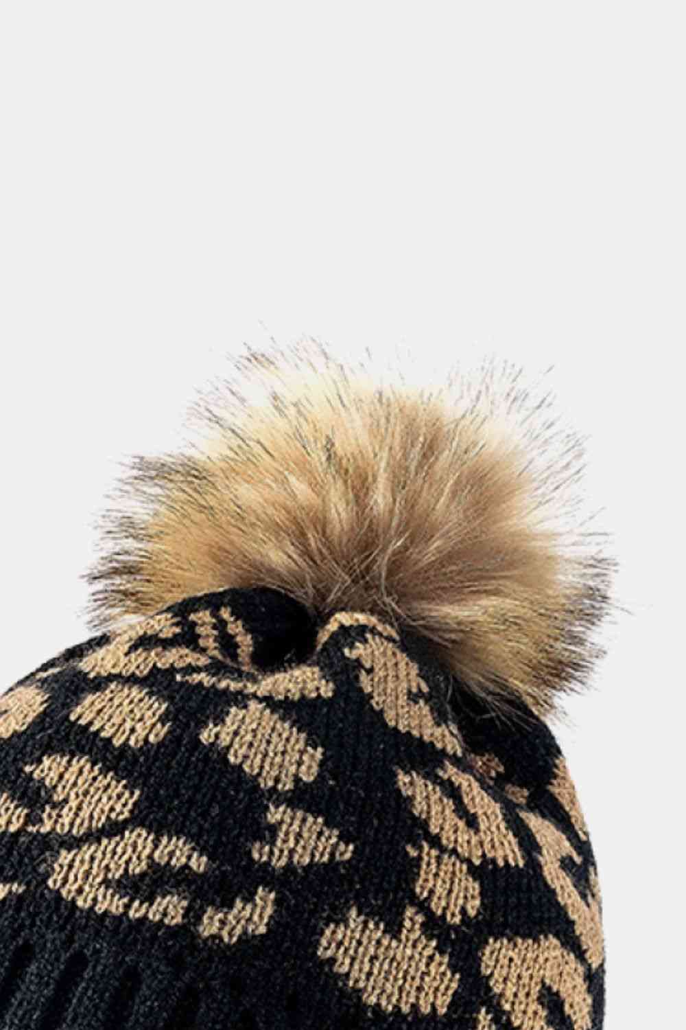 TEEK - Leopard Pom-Pom Cuffed Beanie HAT TEEK Trend   