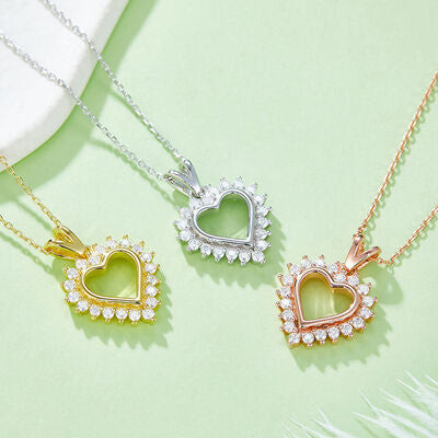 TEEK - Bejeweled Frame 925 Heart Pendant Necklace JEWELRY TEEK Trend   