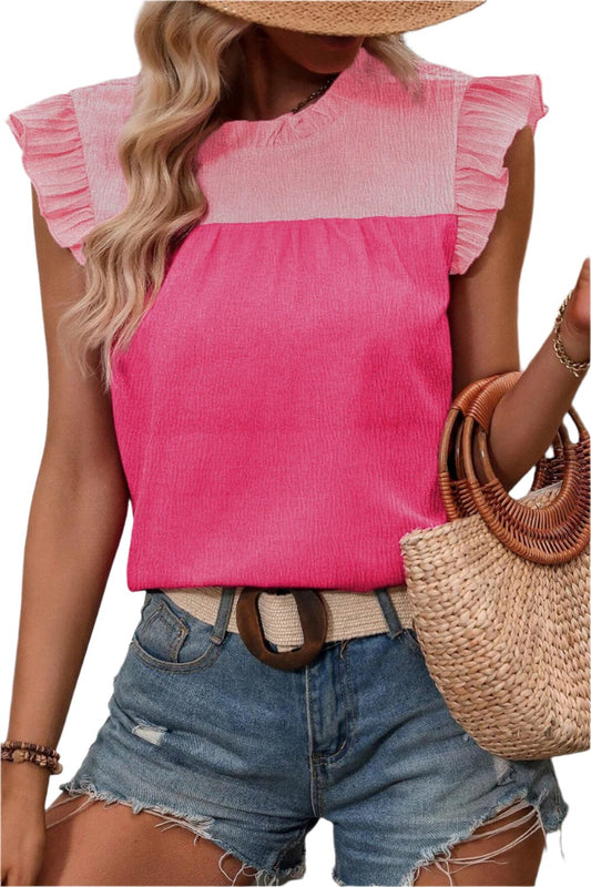 TEEK - Cerise Ruffled Color Neck Blouse TOPS TEEK Trend S  