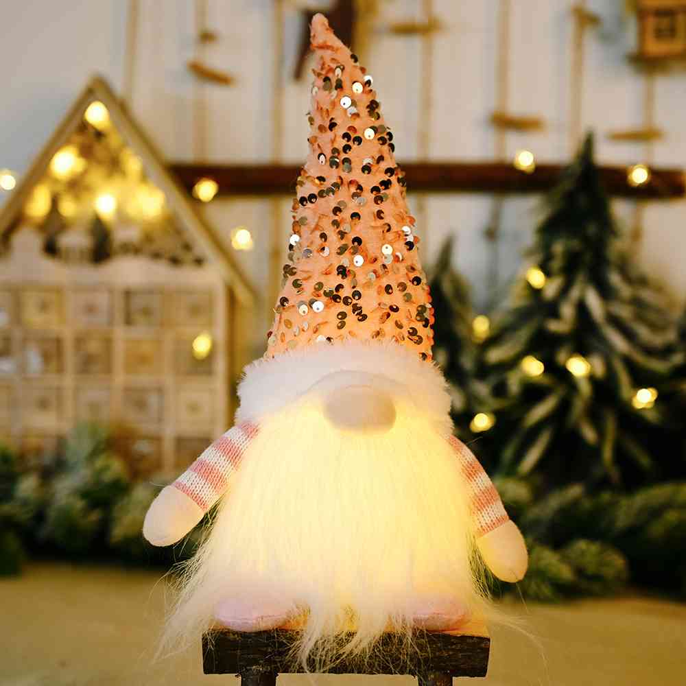 TEEK - Sequin Light-Up Faceless Gnome Decor HOME DECOR TEEK Trend Blush Pink  