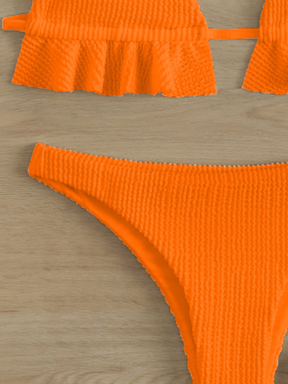 TEEK - Ruffled Textured Wide Strap Two-Piece Bikini Set SWIMWEAR TEEK Trend   