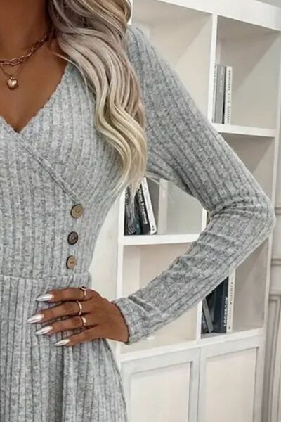 TEEK - Heather Grey Long Sleeve 3B Sweater Dress DRESS TEEK Trend   