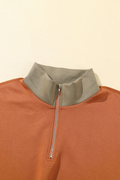 TEEK - Color Block Exposed Seam Zip Sweatshirt TOPS TEEK Trend   