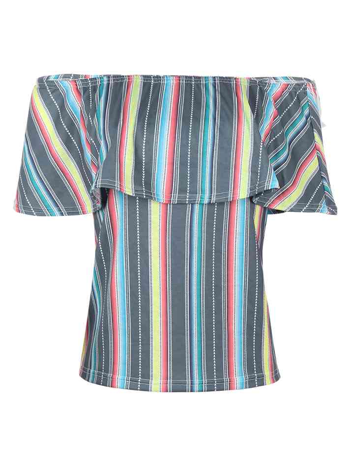 TEEK - Striped Off-Shoulder Blouse TOPS TEEK Trend   