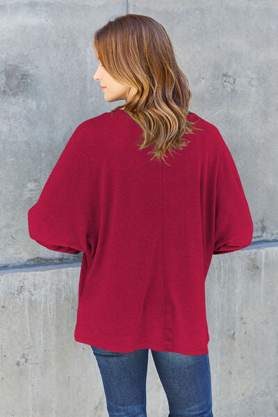 TEEK - Round Neck Long Sleeve T-Shirt TOPS TEEK Trend Deep Red S 