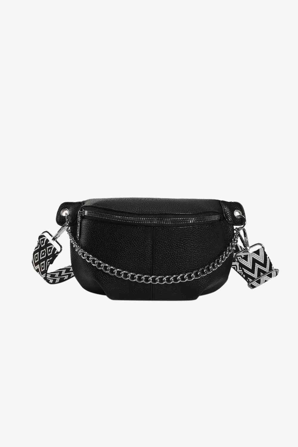 TEEK - Chain Zipper PU Leather Sling Bag BAG TEEK Trend Black  