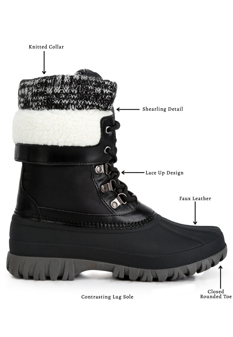 TEEK - Knitted Collar Lace Up Boots SHOES TEEK M   