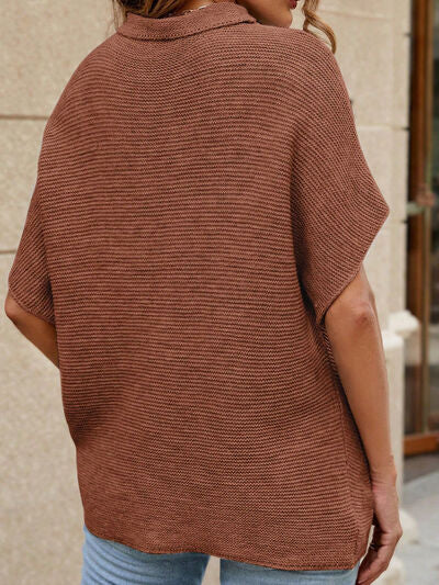 TEEK - Mock Neck Short Sleeve Sweater SWEATER TEEK Trend   