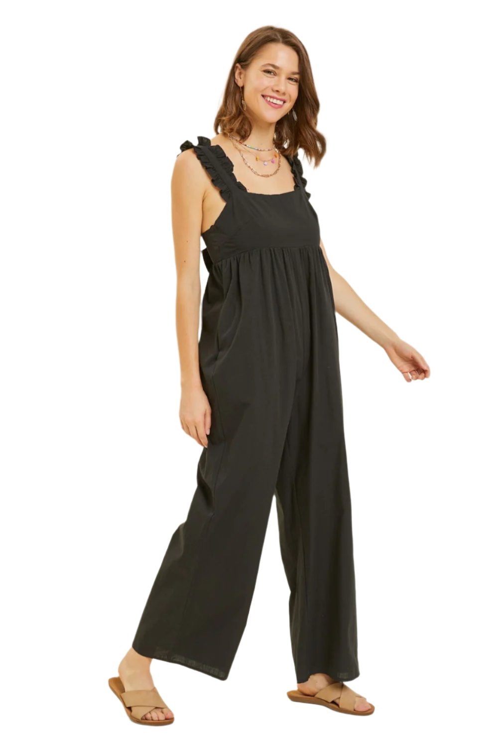 TEEK - Black Strap Back Tie Wide Leg Jumpsuit JUMPSUIT TEEK Trend S  