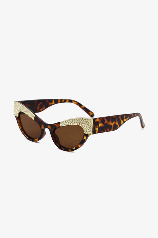 TEEK - Regal Rhinestone Trim Cat-Eye Sunglasses EYEGLASSES TEEK Trend Chestnut  