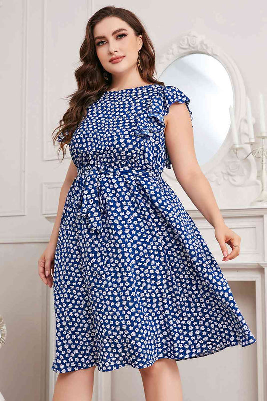TEEK - Cobalt Blue Plus Size Tie Waist Dress DRESS TEEK Trend 1XL  