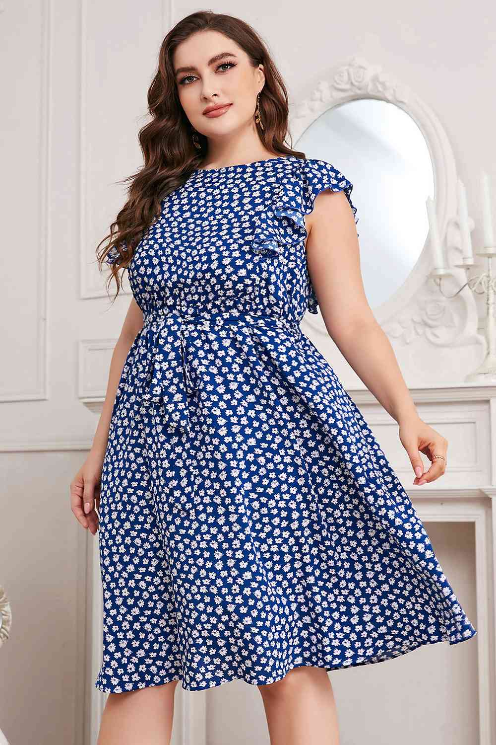 TEEK - Cobalt Blue Plus Size Tie Waist Dress DRESS TEEK Trend 1XL  