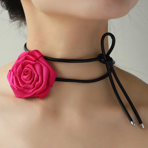 TEEK - PU Leather Rose Necklace JEWELRY TEEK Trend   