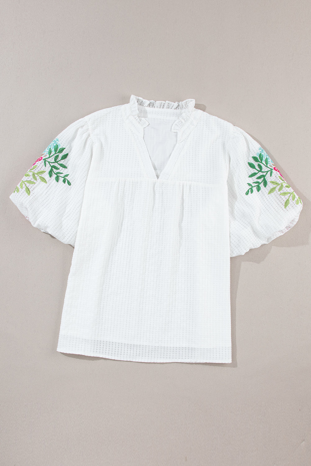 TEEK - White Embroidered Half Sleeve Blouse TOPS TEEK Trend S  