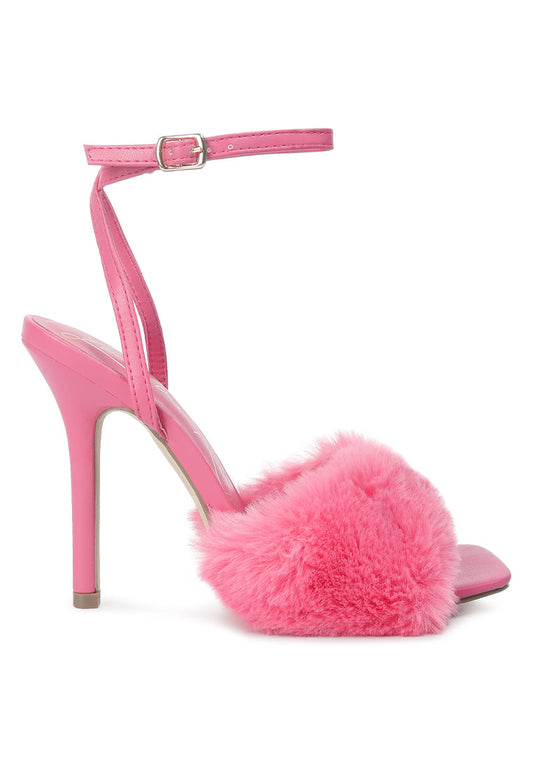 TEEK - Fluff Pin Buckle Heel Sandals SHOES theteekdotcom pink US-5 / UK-3 / EU-36 